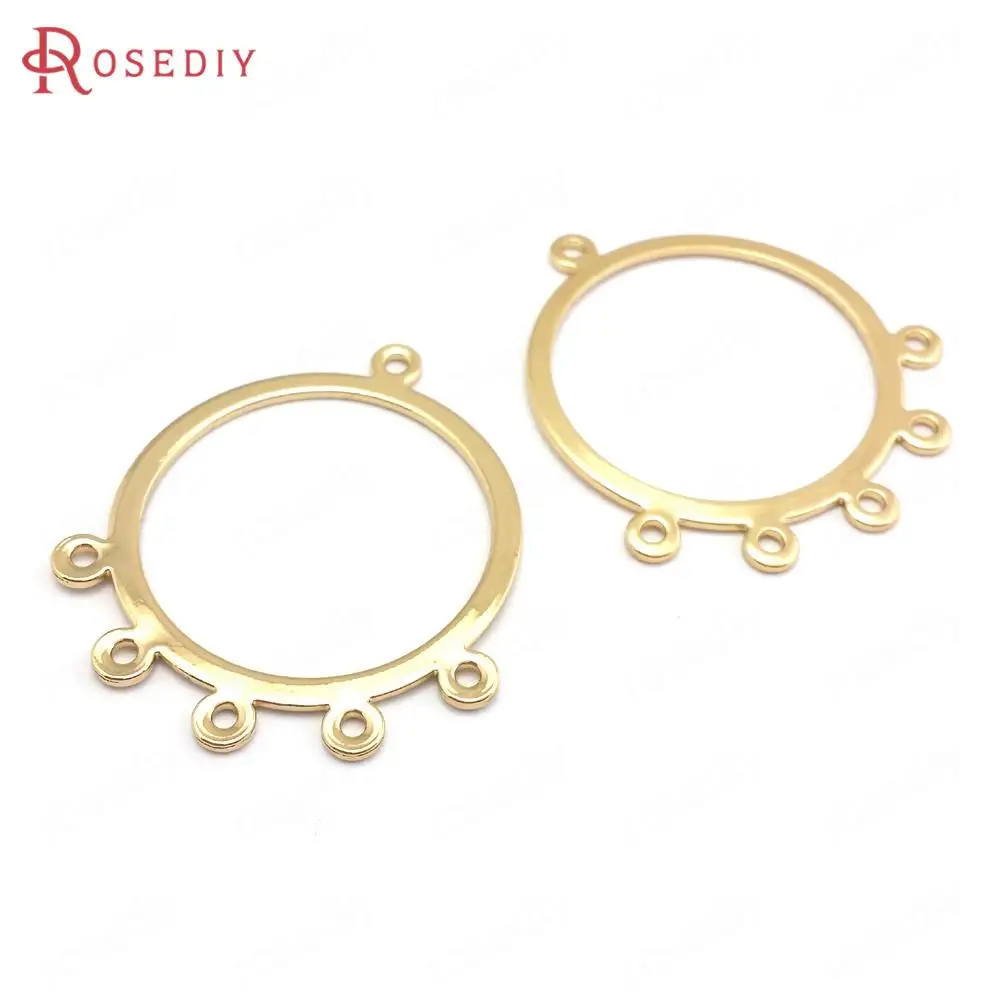 

Латунные круглые серьги с соединителем, 10 шт., 38x30,5 мм, 24 к, цвета шампанского