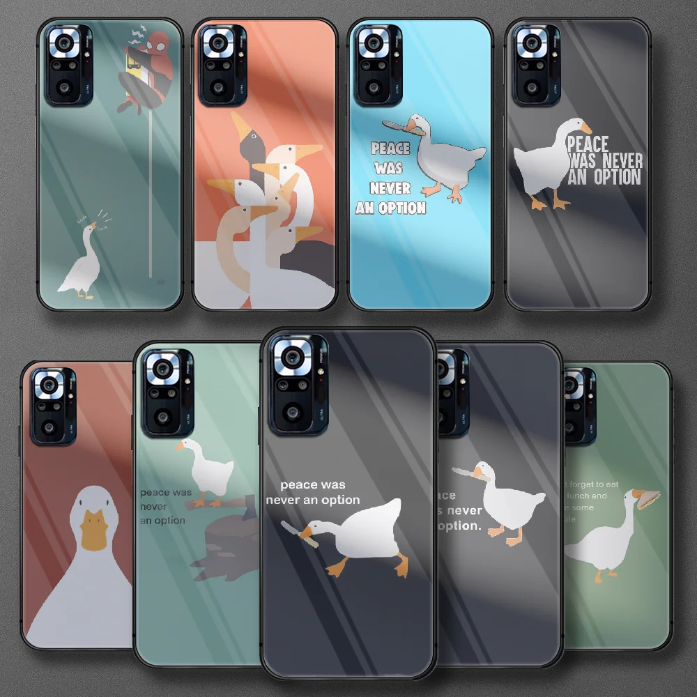 

Untitled Goose Tempered Glass Phone Case For Xiaomi Redmi Note 7 8 9 10 A C T S Pro K40 Cover Cell Funda Hoesjes Shell