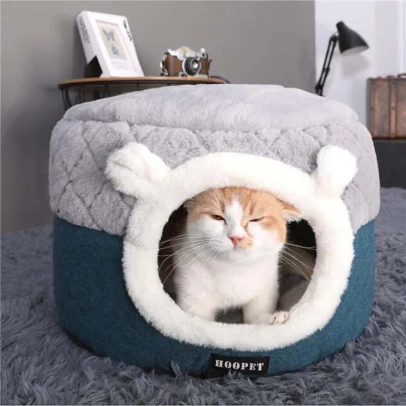 

Домик для кошек, мягкая плюшевая кровать, подушка для щенков, маленькие собаки, гнездо для кошек, зимняя теплая кровать для сна, Лежанка для с...