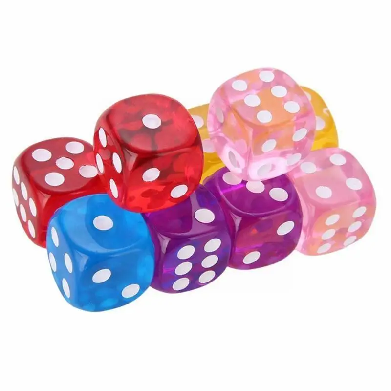 

14mm Color Transparent Crystal Dice Family Board Game Interaction Game Accessories Toys T9J6