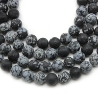 natural matte snowflake obsidian jaspers stone beads loose round spacer beads 4681012mm for jewelry making diy bracelet 15