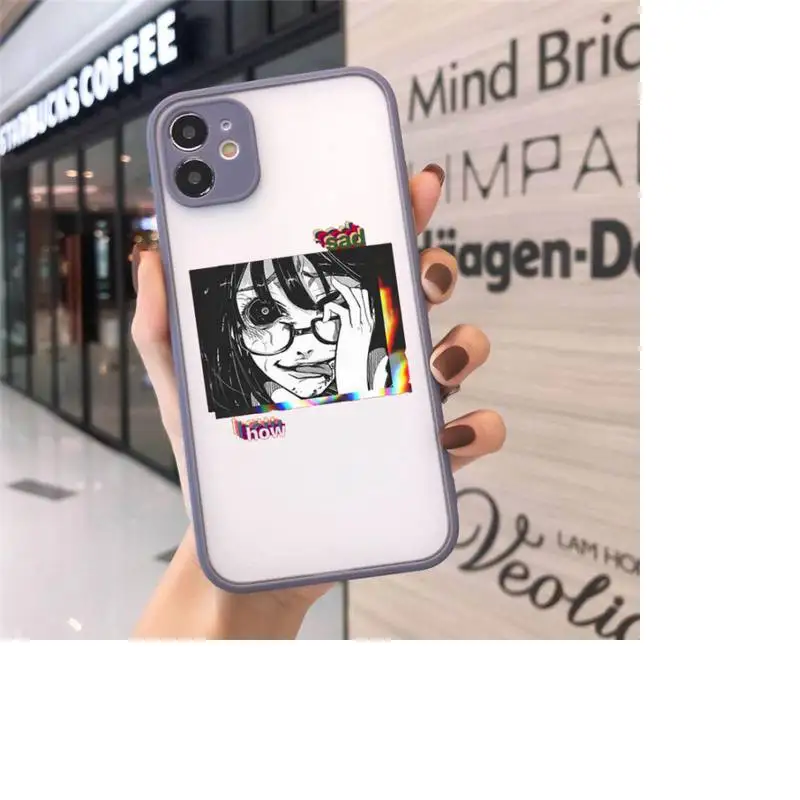 

Sad Japanese Anime Aesthetic Phone Cases Matte Transparent for iPhone 7 8 11 12 s mini pro X XS XR MAX Plus cover funda