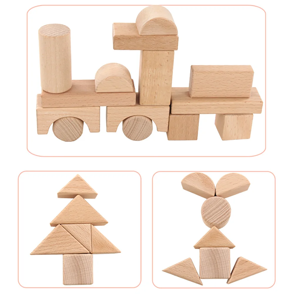 Деревянная детская деревянная буковая коробка 22 части бревна чтобы грызть на