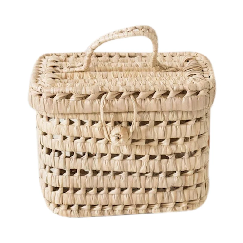 

Handmade Rattan Basket Cute Kids Storage Picnic Handbag Baby Room Nursery Decor Wicker Organizer Bag Neatening Home Decorations