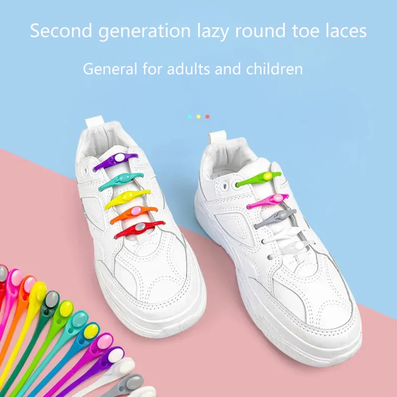 

12pcs Elastic Silicone Shoelaces No Tie Shoe Laces Rubber Sneaker Shoelace Adults and Kids Lazy Laces Orange Black