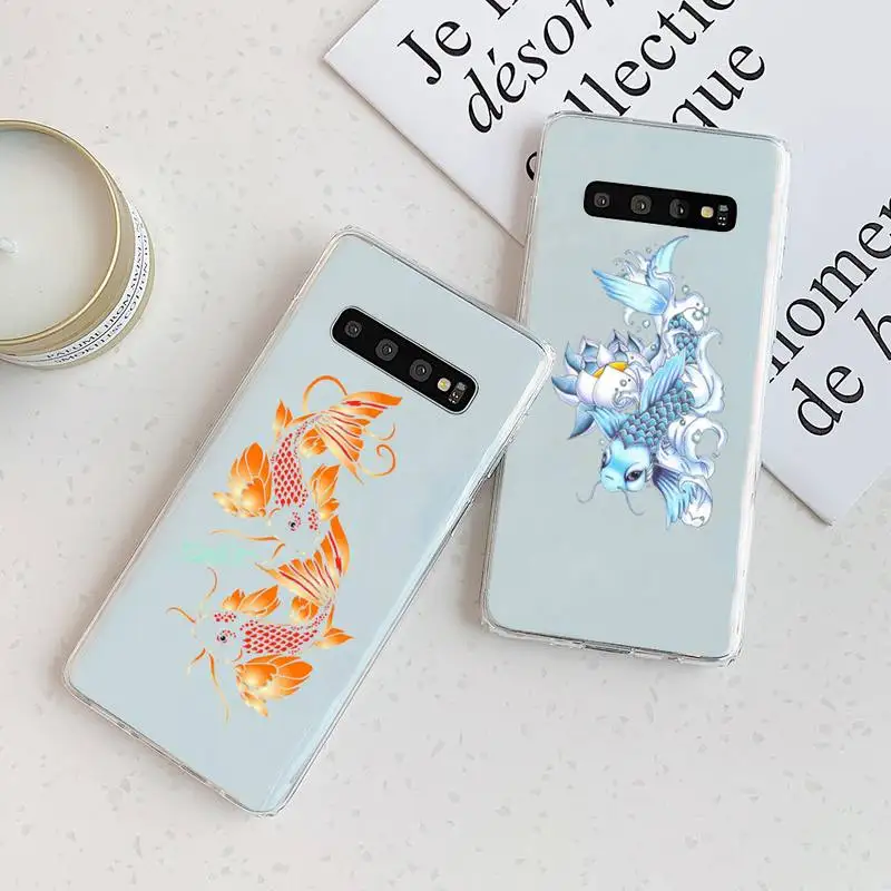 

Carp painted pattern Tattoos Phone Case Transparent For Samsung Galaxy A S Note 9 10 51 50 71 70 80 20 21 30s ultra plus