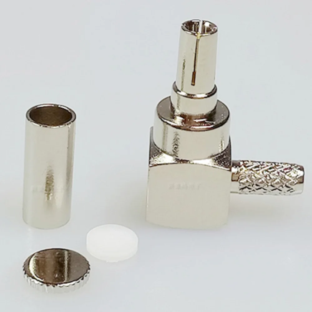 

100pcs/Lot CRC9 Male Plug Right Angle Crimp RF Connector For RG174 RG178 RG179 RG316 Cable Nickel Plated RF Coaxial Connectors