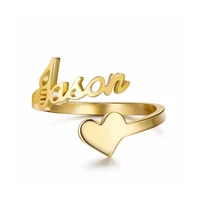 personalized love heart name ring custom nameplate ring letter anillos mujer couple jewelry gift stainless steel rings for women