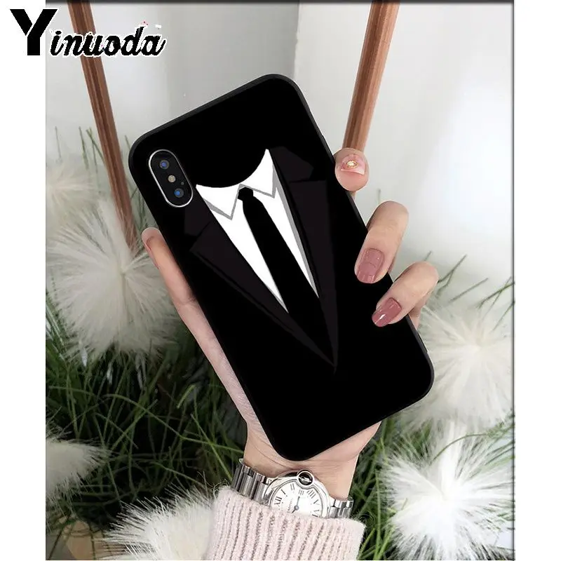 Yinuoda Man Suit Shirt Tie TPU Soft Silicone Phone Case Cover for Apple iPhone 8 7 6 6S Plus X XS MAX 5 5S SE XR Mobile Cases