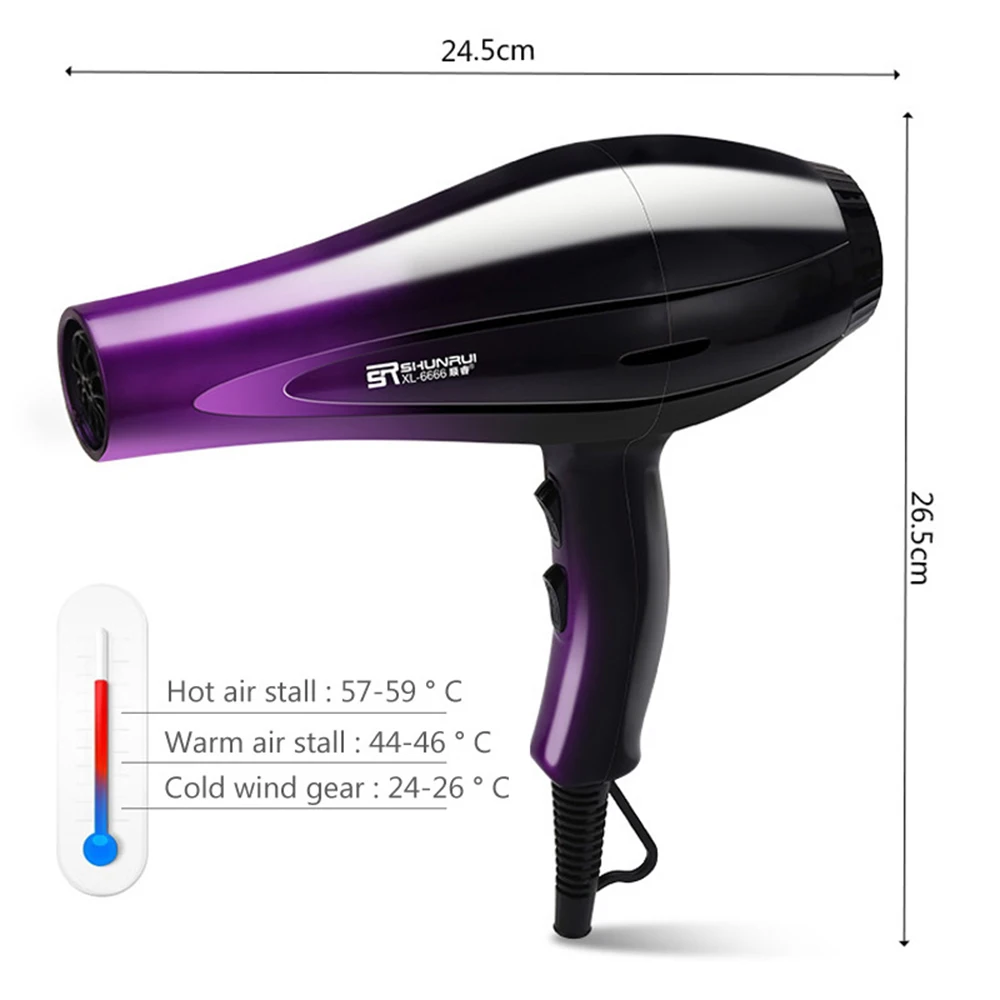 

2000w Strong Power Ionic Hair Blow Dryer Female Professional Hair Dryer with Hot/Cold Air Blowdryer Silent Gradient Styling Tool