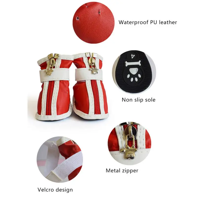 Зимняя Теплая Обувь для собак 4 шт./компл. мягкая флисовая обувь щенков