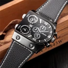 Мужские кварцевые часы Oulm 9315, повседневные наручные часы с кожаным ремешком, спортивные мужские часы с тремя часовыми поясами, военные мужские часы, relogios