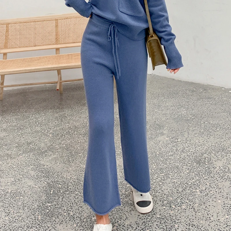 Женские брюки зимние кашемировые вязаные Леггинсы 100% Модные свободные стильные