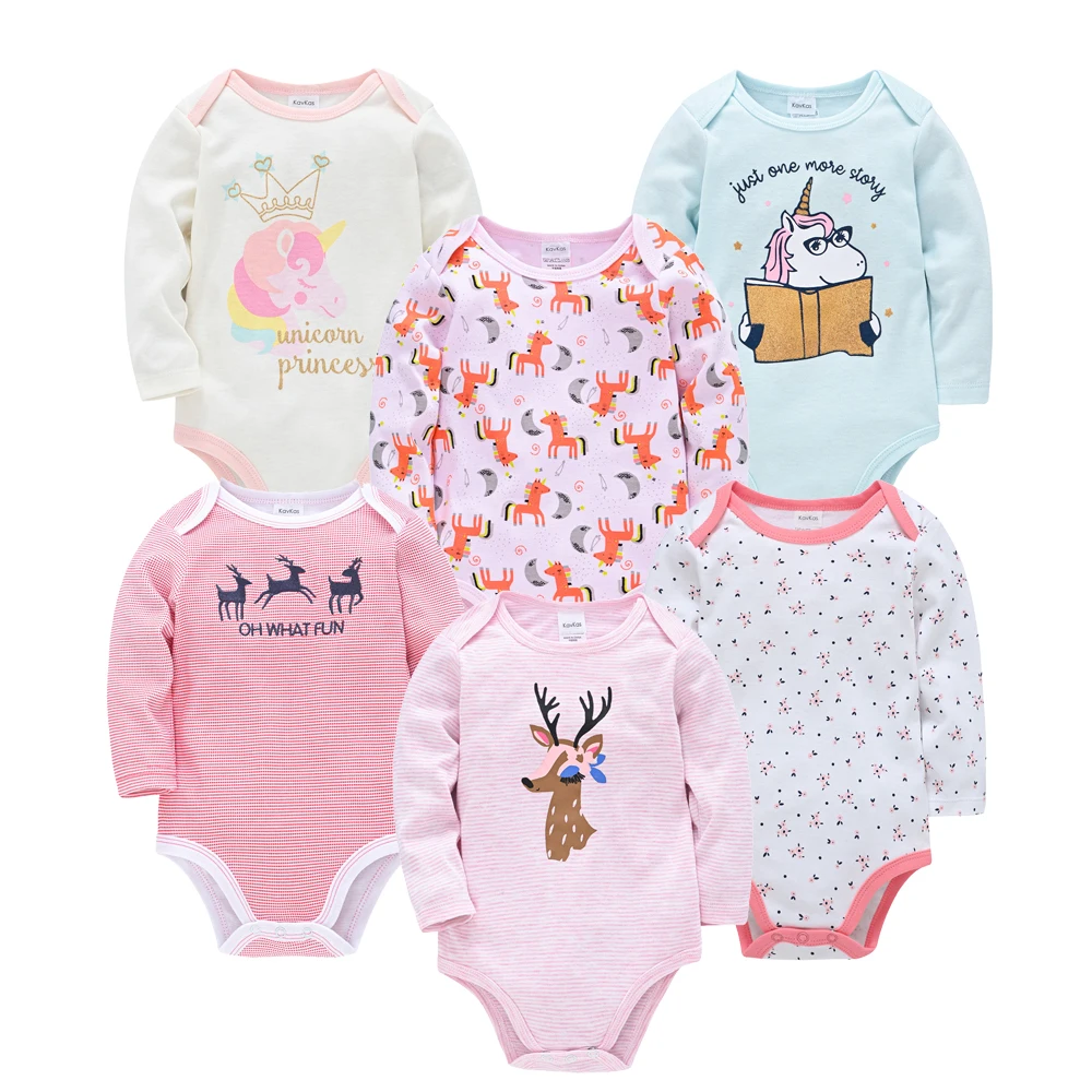 

Long Sleeve 2021 Baby Girl Bodysuit 3 6 Pcs/set Newborn Jumpsuit Cotton Cute Print 3m 6m 9m 12m 18m 24m bebe Clothes