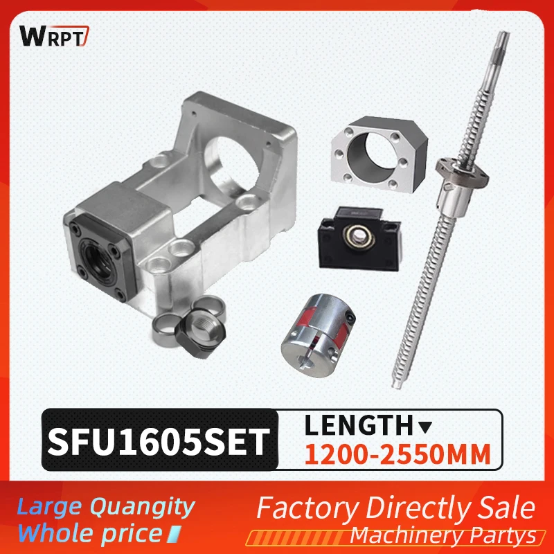 

Ball screw SFU1605 +nut-4+HM12-57 /12-60 (cast aluminum) +BF12+coupling XB25 * 30 nema23/24+DSG16H long 1200MM-2550MM