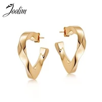 tarnish free pvd gold finish fashionable semicircle hollow earring stainless steel tarnish free gold jewelry wholesale