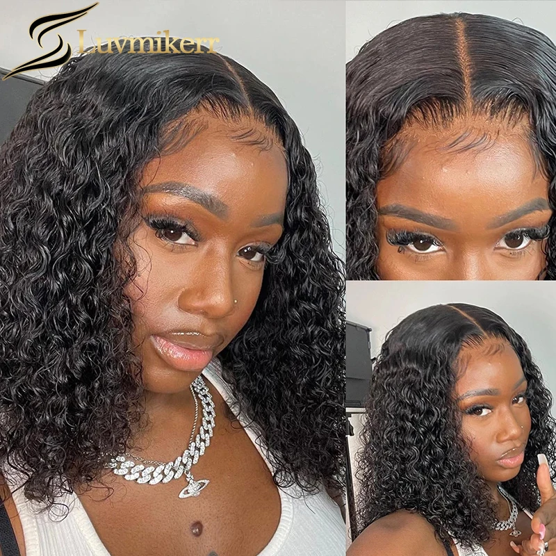 

Short Bob Curly Human Hair Wig 4x4 Lace Closure Wig Bleached Knots Pre Plucked 150 Brazilian 13x6 Lace Frontal Wig Glueles Women