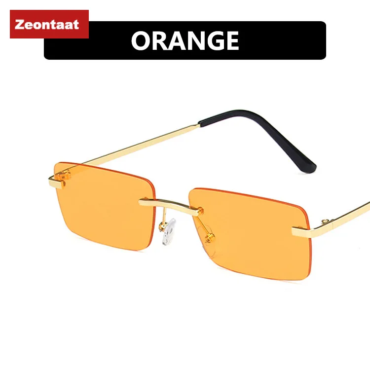 

2021new Luxury Small Frame Sunglasses Women Vintage Rectangle Ocean Lens Rimless Glasses Mirror Oculos De Sol Feminino UV400