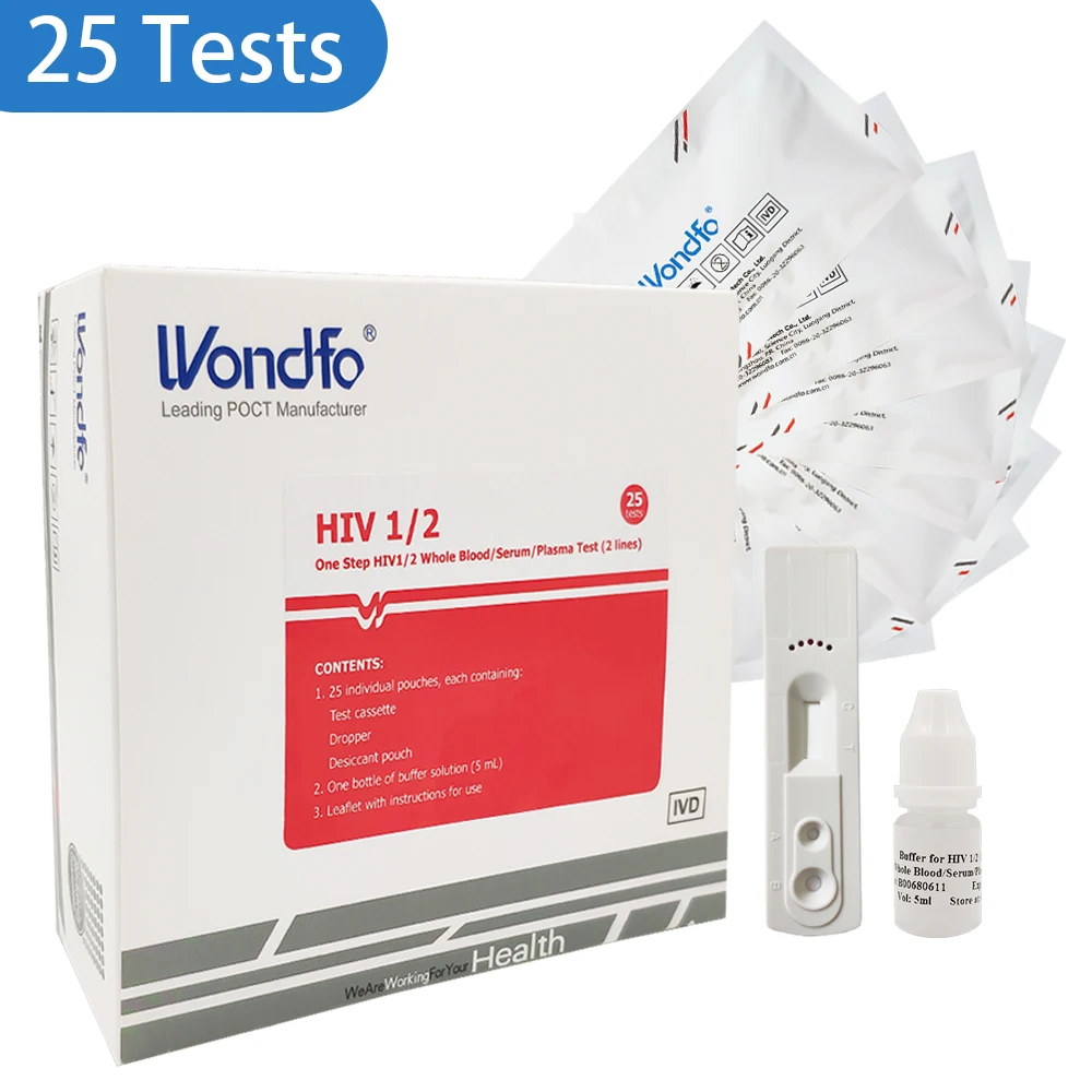 Тест Wondfo 25 s один шаг ВИЧ 1/2 цельная кровь/сыворотка/плазменный тест|Бамперы| |