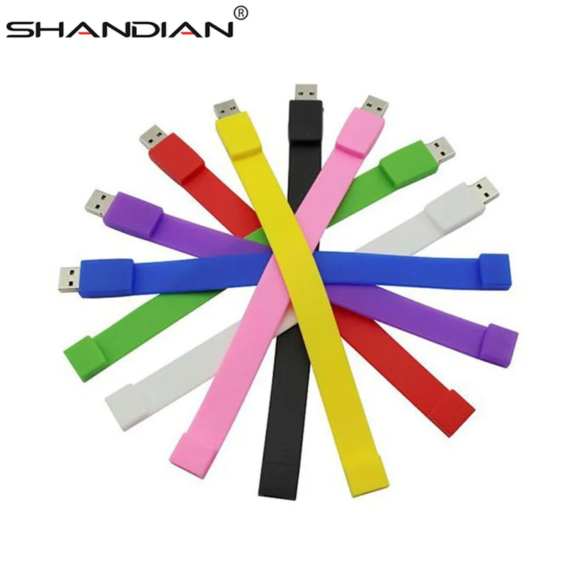 Силиконовый браслет на запястье SHANDIAN 100% реальная емкость 4 ГБ 16 32 64 USB флеш