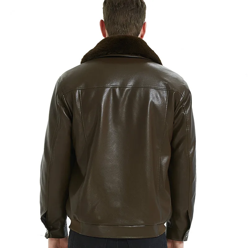 Мужская куртка из искусственной кожи с воротником искусственного меха | одежда