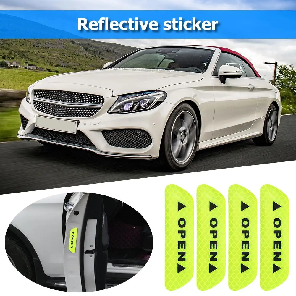 

4pcs Car OPEN Reflective Tapes Sticker Auto Door Warning Mark Notice CRV Reflector Strip Reflectante Luminous Reflex Safety Mark