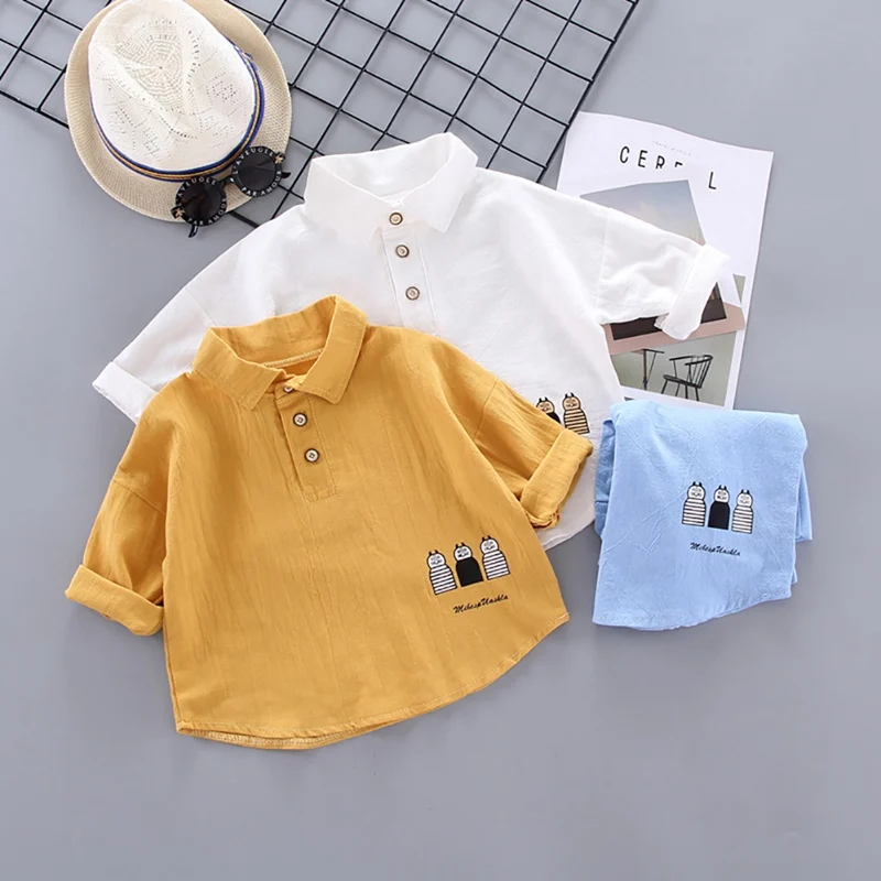 

60-6T New Autumn Baby Boys Girls Blouse Long Sleeve Cartoon Print Clothes Kids Tops Tees Blouse Casual Blouse