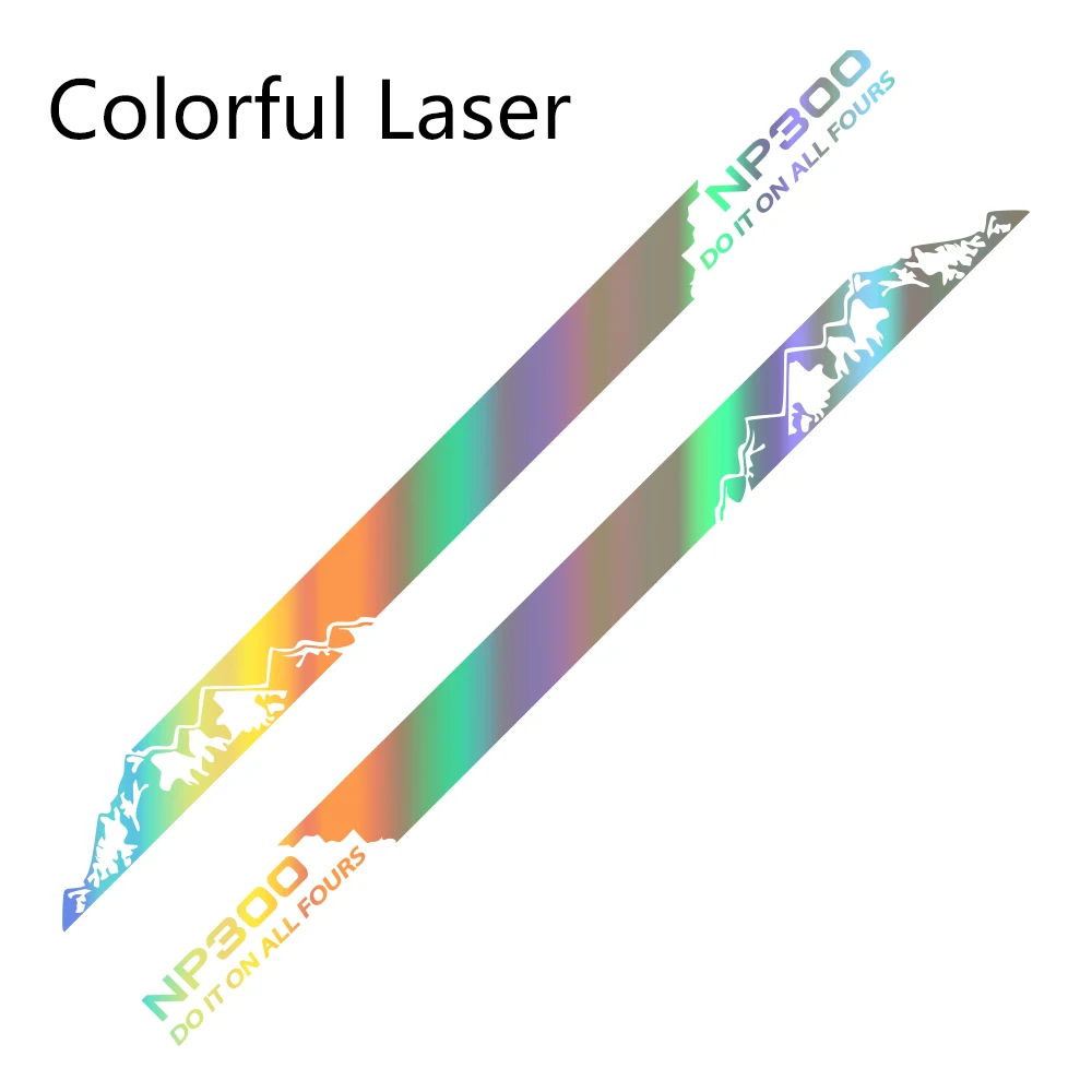 Colorful Laser 2 шт. автомобильные длинные полосы наклейки для Nissan NAVARA NP300 DIY Авто Боковая дверь виниловая пленка наклейка спортивный стиль Тюнинг автомобиля аксессуары - Название цвета: Colorful Laser