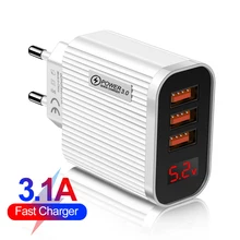 Quick Charger 3.0 USB Charger For iphone 12 13 Samsung xiaomi Fast Charger Digital Display Fast Char