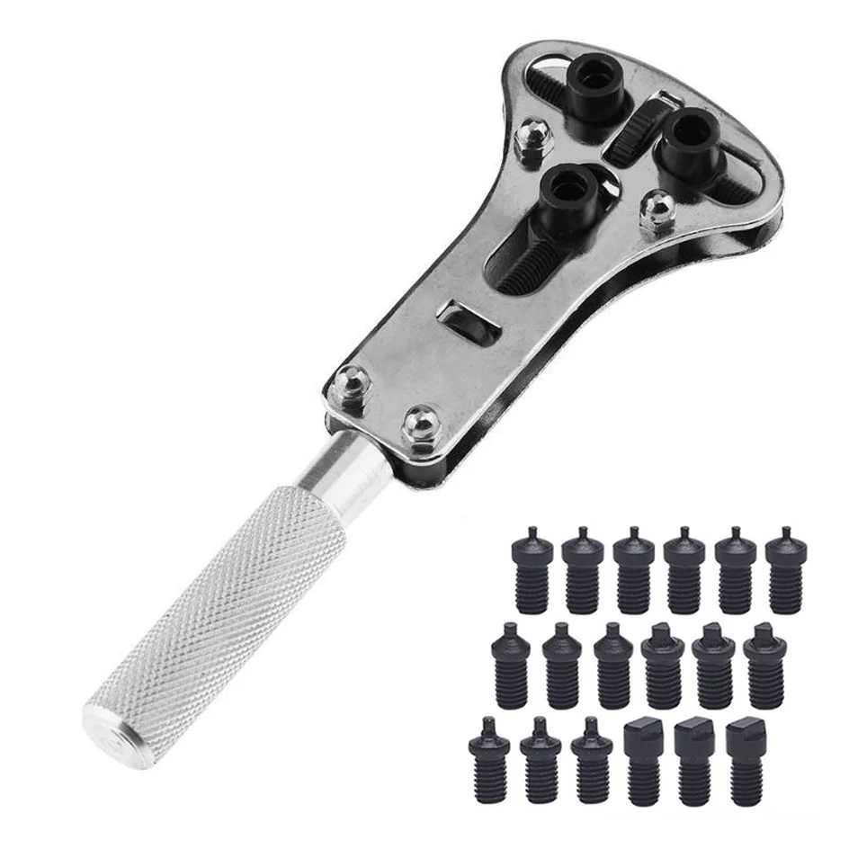 

18 Pins Replaceabl Parts Watch Repair Tools Kit Wrist Watch Case Opener Adjustable Screw Back Remover Wrench Repair Tool