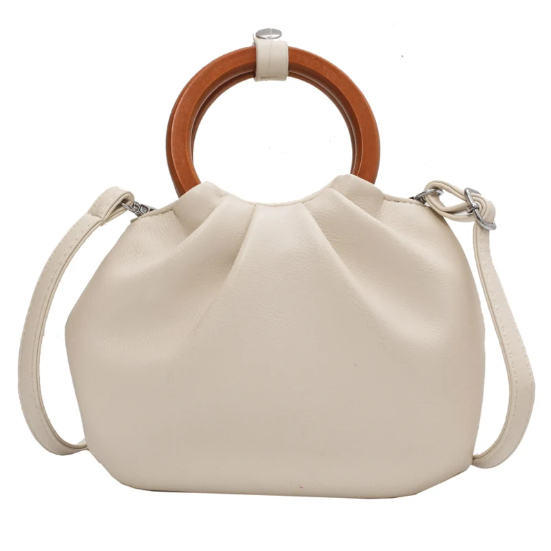

Round Shape Handle Design Soft PU Leather Crossbody Bags for Women 2021 Luxury Branded Shoulder Handbags Ladies Totes