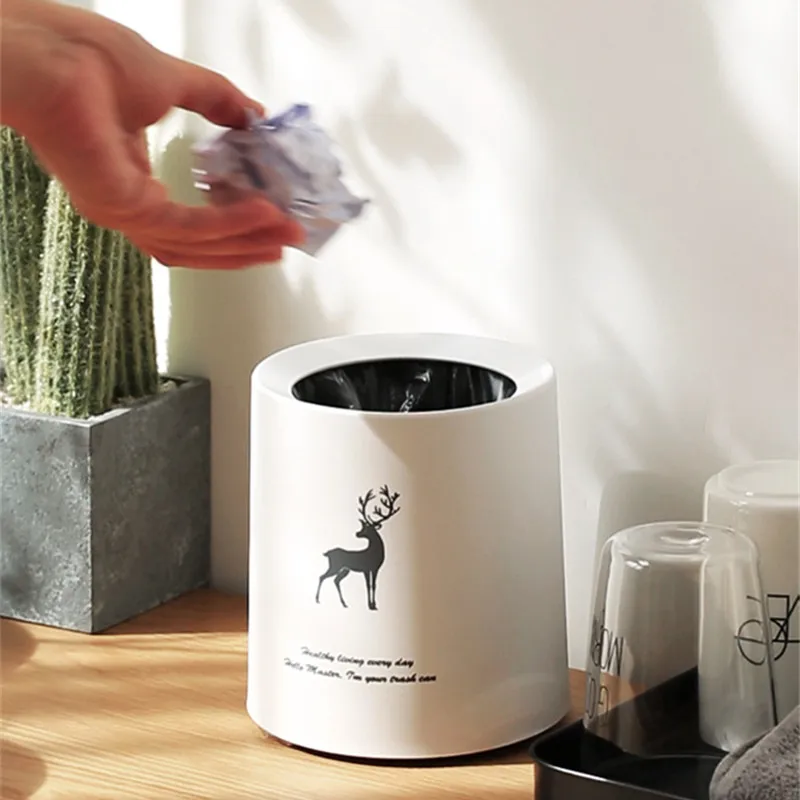 Скандинавский двухслойный Настольный мусорный бак мини пластиковый матовый