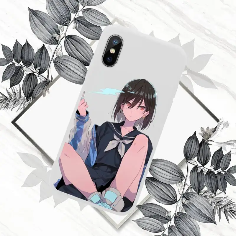 

Sad girl Phone Case Candy Color for iPhone 11 12 mini pro XS MAX 8 7 6 6S Plus X SE 2020 XR