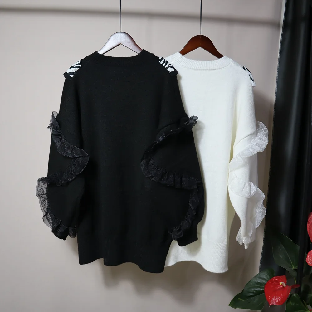 

crew neck thickened sweater women's Pullover medium length Korean loose versatile knitting autumn winter 2020 NEW