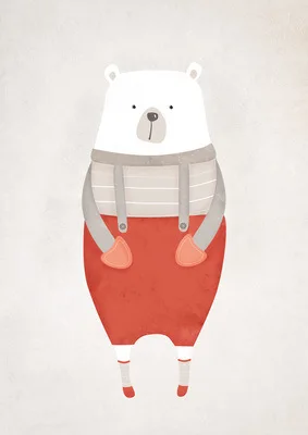 Кавайный мультяшный медведь Детские настенный художественный холст для