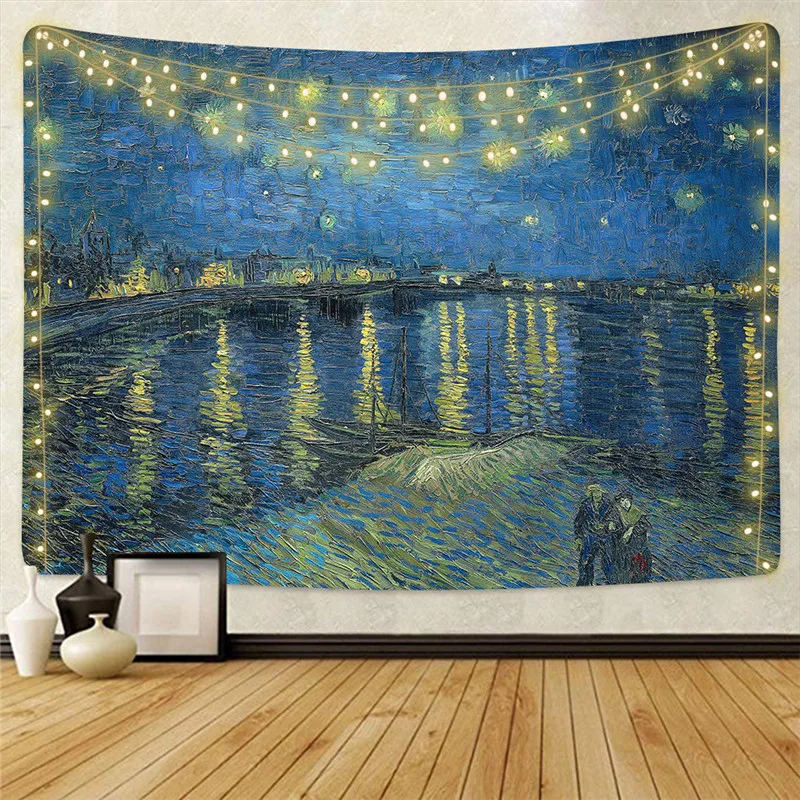 Дропшиппинг гобелен с рисунком Ван Гога настенная подвесная ткань в стиле хиппи