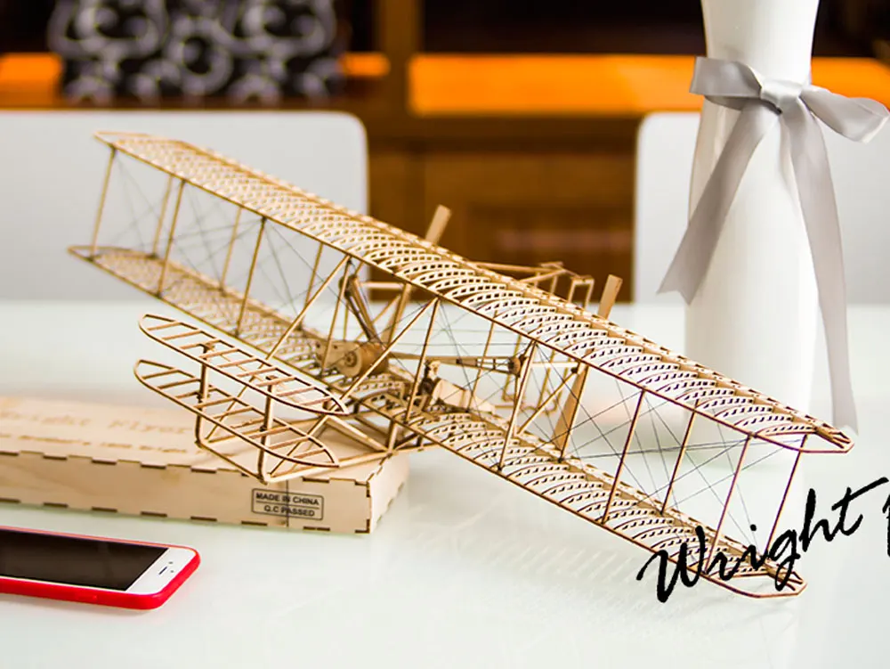 Деревянные игрушки строительные игрушки DIY Деревянные рождественские игрушки ремесло деревянная мебель Рождественский подарок братья Райт флаер I