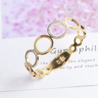 fashion hollow out punk bangles bracelets crystal spring clasp stainless steel bangle gold luxury for women wedding jewelry