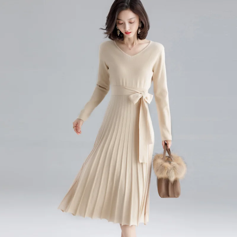 Высококачественное женское трикотажное платье осень-зима большое