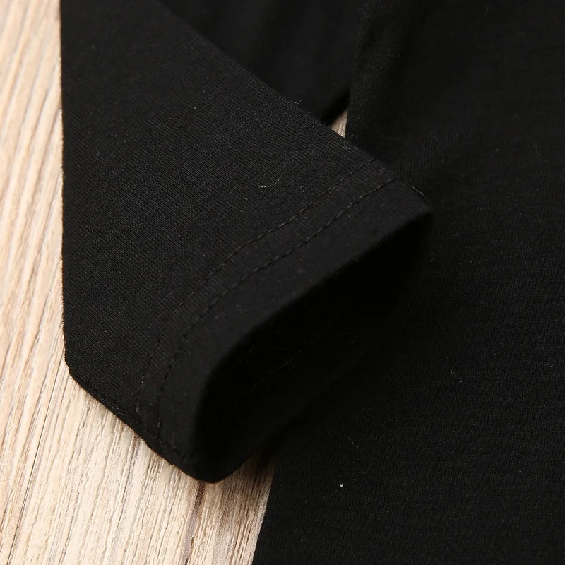 Детский костюм из трех предметов черный хлопковый топ + юбка с принтом красный