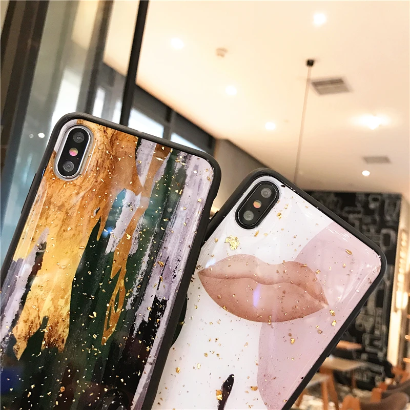 Мраморный чехол для телефона с золотой фольгой для iPhone 11 Pro XS Max XR X 7 8 6 6s Plus, мягкий силиконовый чехол с блестками для iPhone X