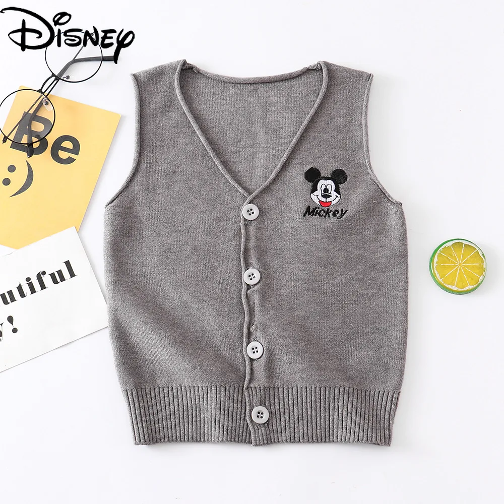

Original Disney Mickey Mouse Children's Sweater Vest Knit Jacket Cardigan Vest Boys Clothing Kids Jackets Baby Girl Coat