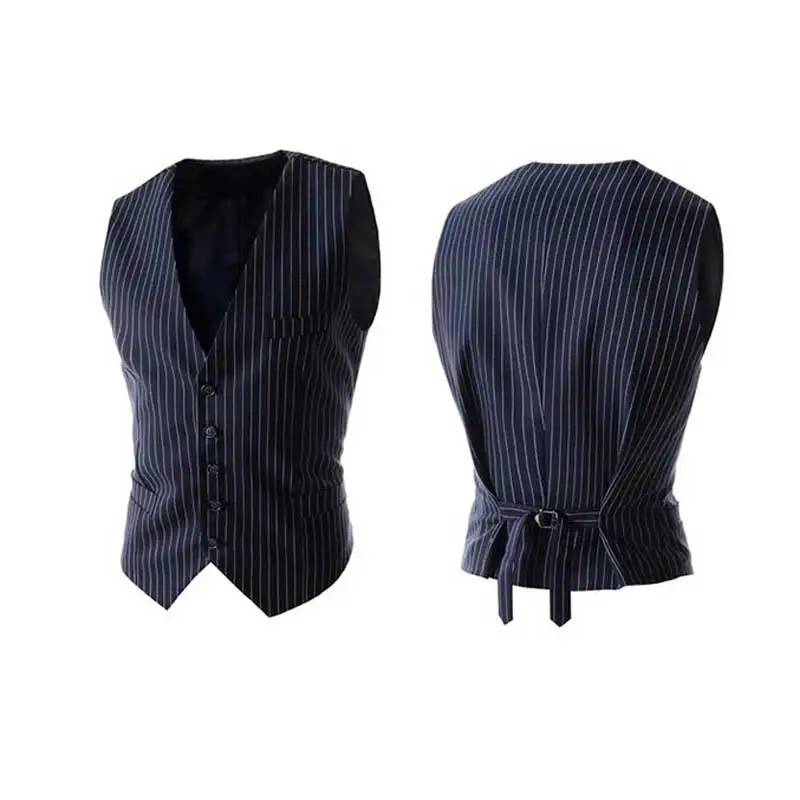 

2021 New Men Striped Vest Single-breasted Casual Slim Jacket Business Vest Waistcoat Men Vests Mens Suit Vest Fit Mens