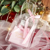 new creative transparent pvc gift bags handbags clear tote bag with handle snap wedding party favors makeup gift bags favor