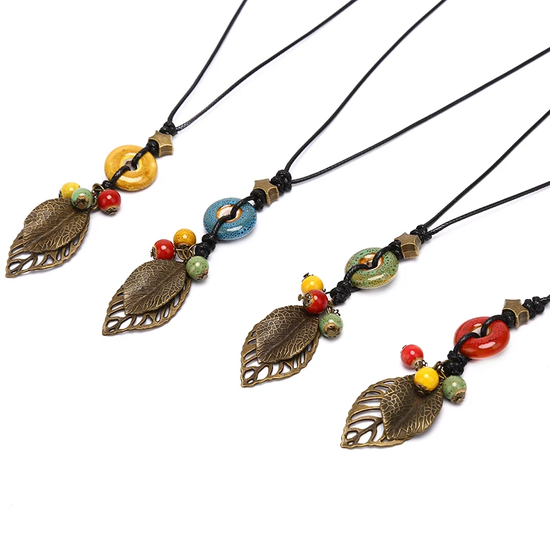 Модные женские керамические бусы кулон этническое ожерелье цепь Шарм ювелирные