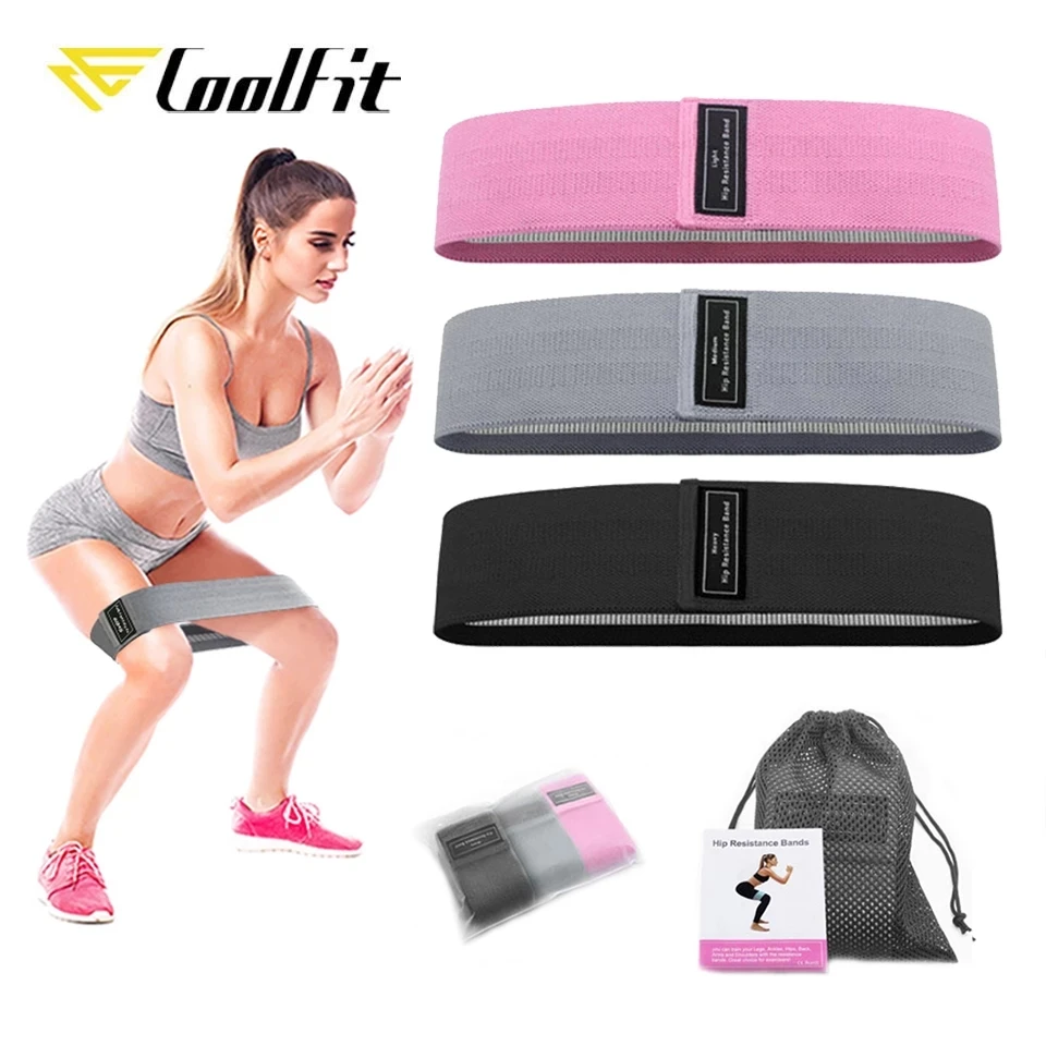 

CoolFit Resistance Bands Elastic Fabric Rubber Booty Bands Set Non-slip Circle Loop Workout Band for Butt Legs Thigh Hip Trainer