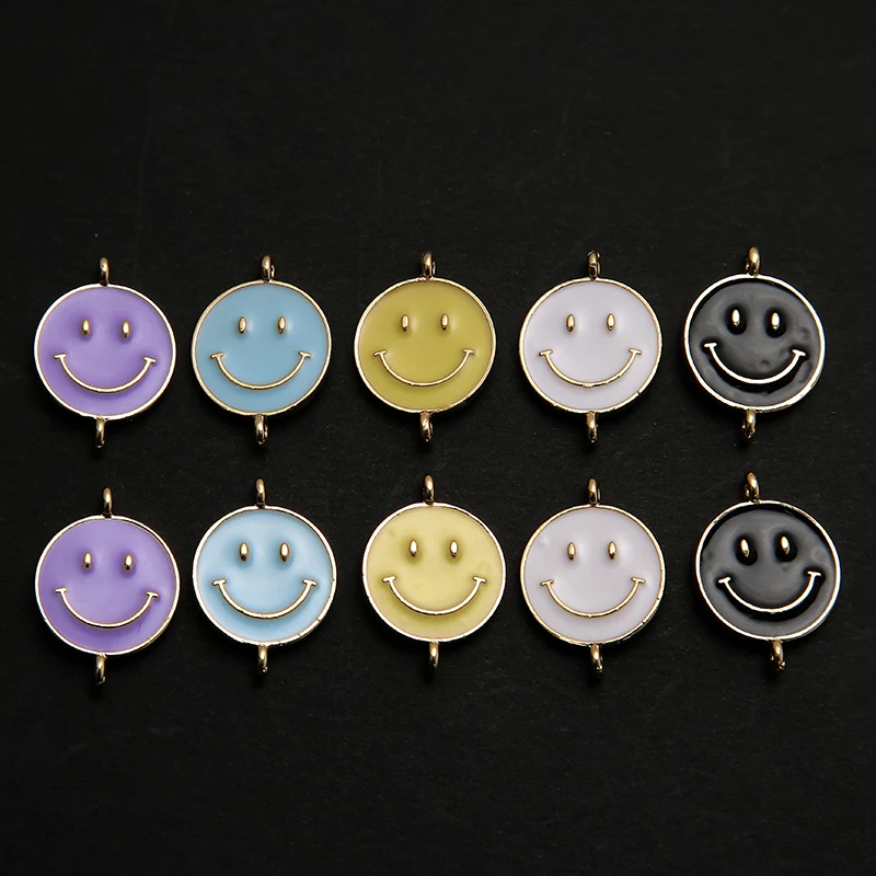 10 шт./упак. красочная эмаль милая улыбка лицо соединитель из сплава для женщин