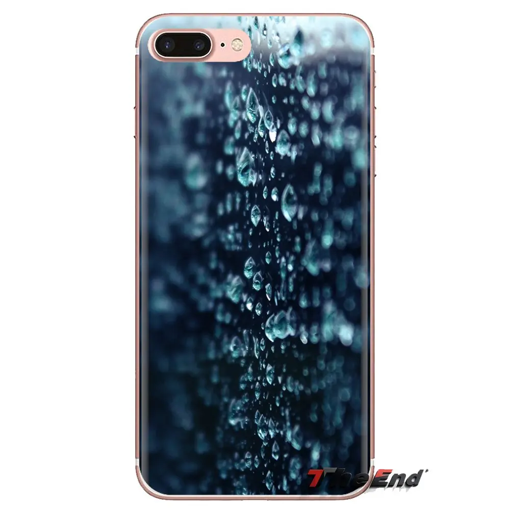For iPhone XS Max XR X 4 4S 5 5S 5C SE 6 6S 7 8 Plus Samsung Galaxy J1 J3 J5 J7 A3 A5 Transparent Soft Shell Covers Macro Rain |
