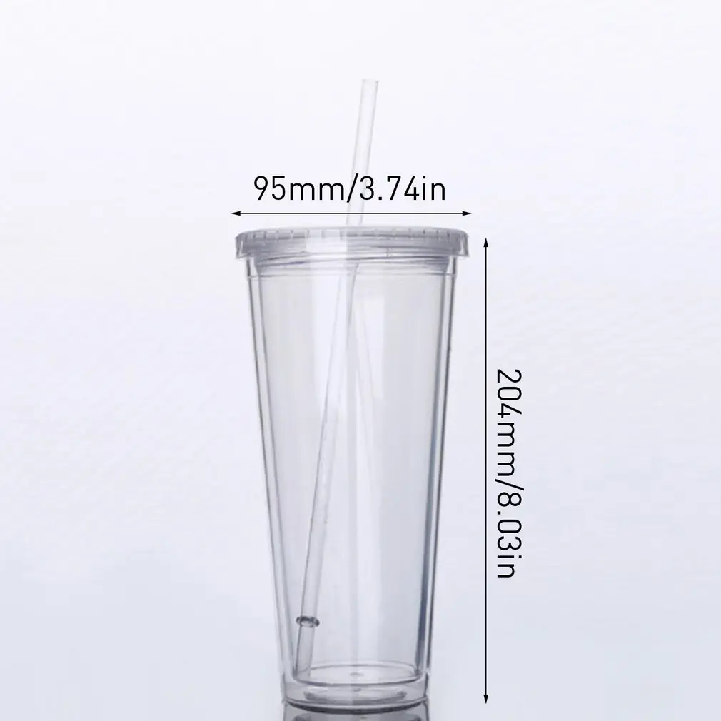 

650ML Travel Portable Cup with Straw Sport Plastic Fruit Juice Water Bottle Sealed Cup Double layer plastic
