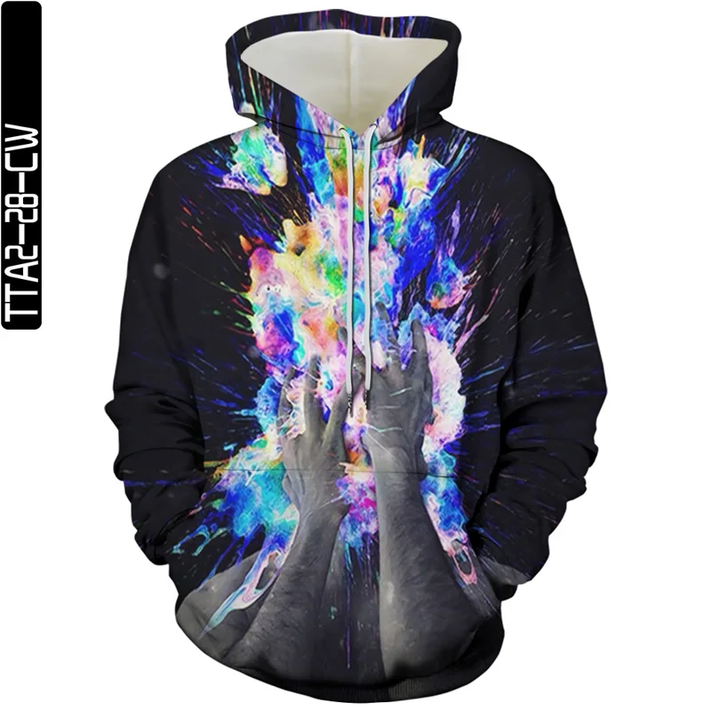 

2021 New Season Wearable Unisex Polyester 3D Printed Hands Pattern Sports and Leisure Fashion HoodieXXS-6XL Black